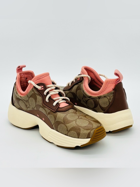 Coach Shoes - Coach C270 Tech Runner Sneakers Womens 7B Signature Monogram Pink Chunky Shoes